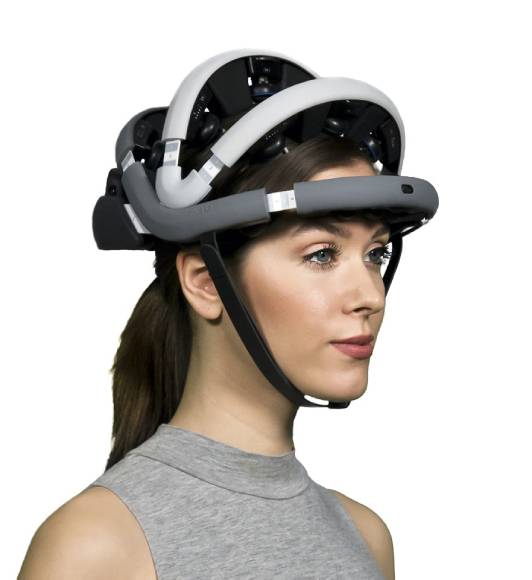 Woman wearing Zeto Dry EEG Headset Device