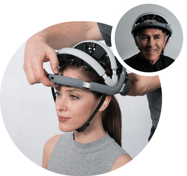 Woman wearing Zeto's EEG monitoring device
