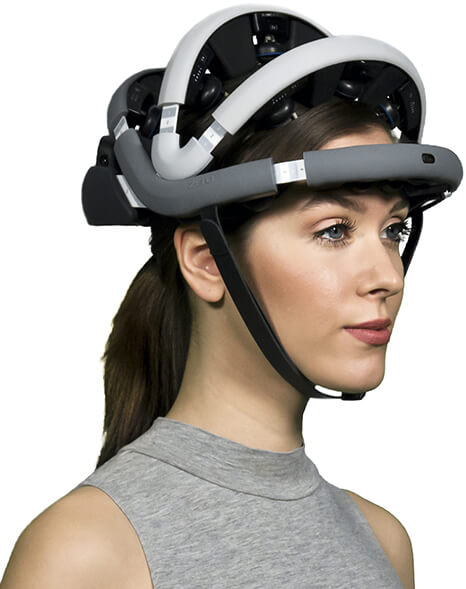Woman wearing Zeto's wireless EEG machine